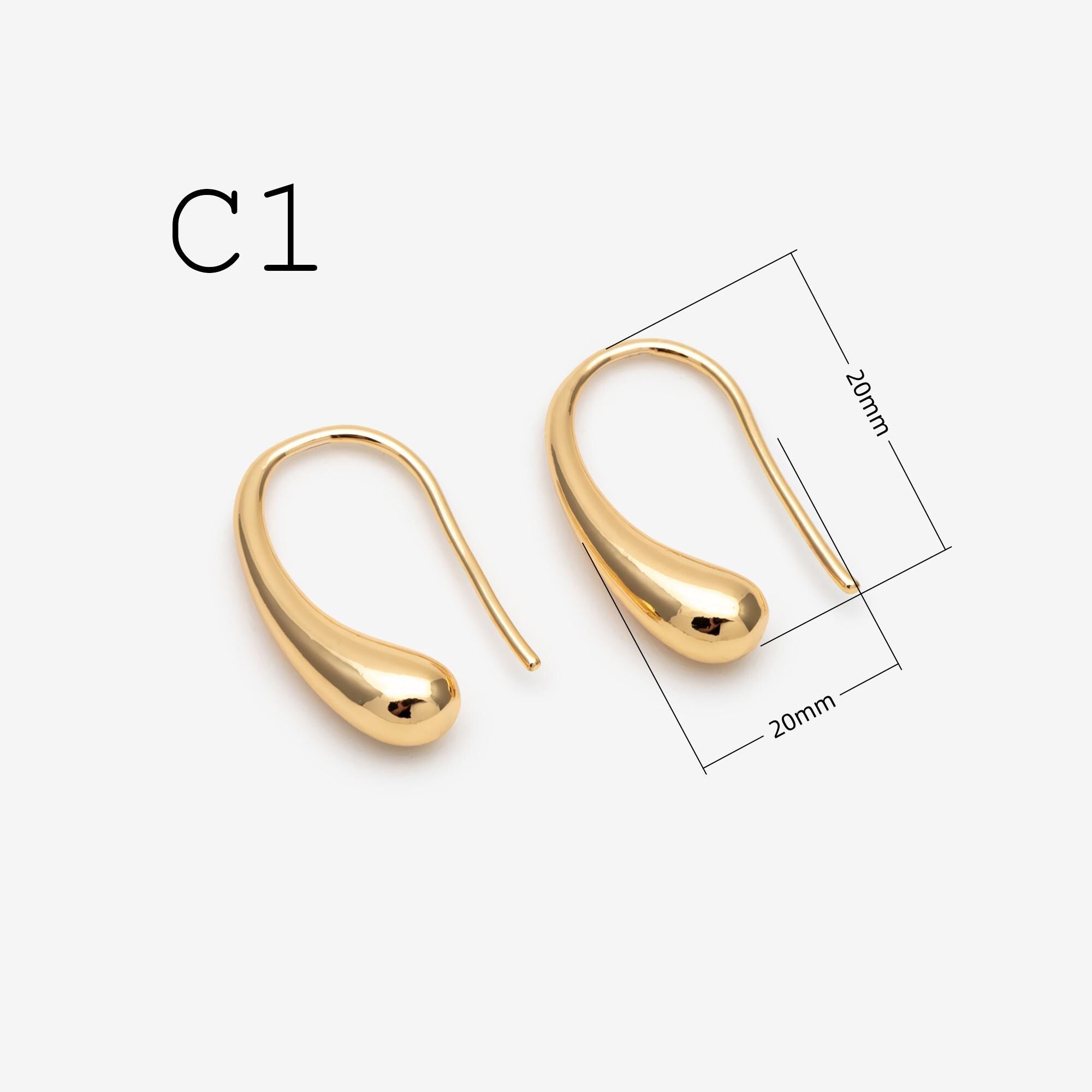 10pcs Gold/ Rhodium plated Brass Ear Hooks 38X13mm, Simple Earwires Earring Components (GB-3844)